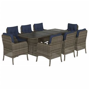 Juego de comedor para jardín en azul marino y gris para muebles de patio - Product Image 2