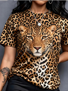 <b>Tiger</b> <b>Print</b> Women T Shirt Casual Short Sleeve O neck Animal <b>Print</b> Summer Oversized Streetwear <b>Tops</b> Relaxed Fit Summer T Shirt - Product Image 6