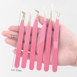 Pince à épiler de précision DANTRIC IMPLANTS JA-874 en acier inoxydable durable, 10 mm, pointe lisse rose pour extensions de cils 3D 6D Volume - Product Image 4