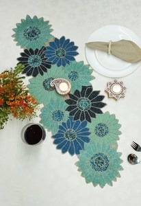 Handmade Embroidered Fabric <b>Table</b> <b>Runner</b> Customized Shape <b>Green</b> Leaf Design Luxury Style Eco-Friendly Durable - Product Image 4