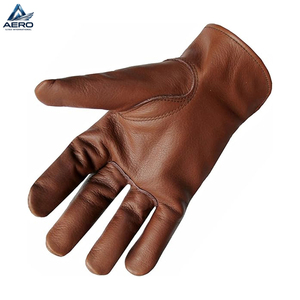 Abrasion Resistance Classic Wholesale Ergonomic Design With Elasticated Wrist High-Quality Soft Brown Leather Driver <b>Gloves</b> - Product Image 2