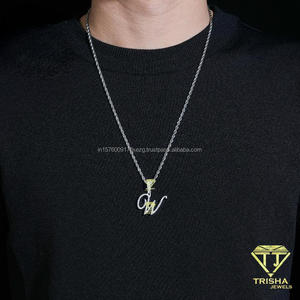 Colgante de Alfabeto con Letras Esculpidas y Diamantes de Moissanita, Plata de Ley 925, Estilo Hip Hop, Collar de Lujo - Product Image 4