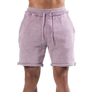 Pantalones cortos personalizados en blanco con cordón corto para el sudor, lavado con ácido, bordes sin procesar, vintage, liso, francés, de algodón, Polar, para correr, lavado deportivo, Para Hombre - Product Image 2