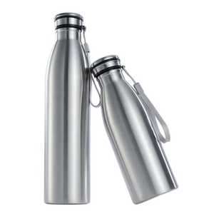 Bouteille d'eau classique en acier inoxydable, gourde métallique légère à paroi simple pour l'école, les enfants, usage quotidien, sans BPA, argentée - Product Image 2