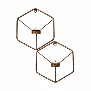 Juego de 2 apliques de pared de hierro negro, portavelas decorativos de metal con diseño en espiral, decoración de pared para el hogar, ideal para sala de estar y eventos. - Product Image 3
