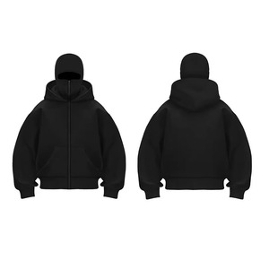 เสื้อสเวตเชิ้ตทรงบ็อกซี่แบบครอป แขนสั้น สตรีทแวร์ พร้อมฮู้ดคลุมหน้าแบบบาลาคลาวา สำหรับผู้ชาย พรีเมียม ปักโลโก้ได้ตามต้องการ ระบายอากาศได้ดี - Product Image 5