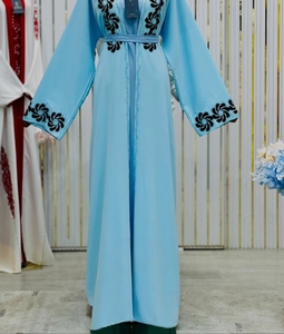 Hot sale Modest Dubai Beaded Sequined Long Sleeve <b>Abaya</b> Muslim Traditional Handmade <b>Wedding</b> Women Polyester Breathable V Neck - Product Image 3