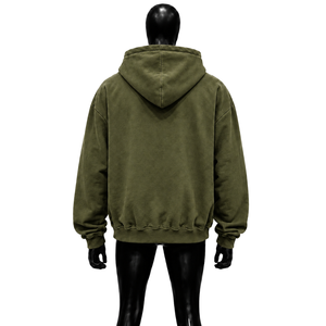 Sudadera con capucha moderna verde oversize con cremallera y bolsillos utilitarios para uso diario y estilo urbano, corte regular. - Product Image 2