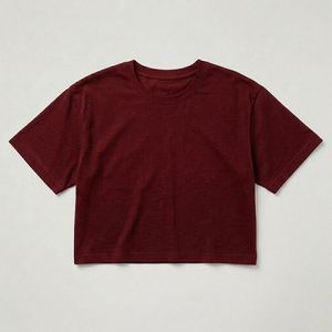 Custom Logo Women Crop <b>Top</b> T-Shirt Short Sleeve Boxy Fit Jersey Cotton Streetwear Wholesale Summer Casual <b>Cropped</b> OEM - Product Image 4