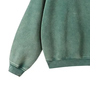 Sweat-shirt à capuche zippé vert pour homme, coupe oversize, couleur unie, décontracté, en polaire, avec poche avant, collection automne 2027 - Product Image 6