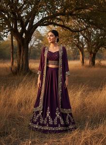 Purple STAR GEORGETTE <b>Lehenga</b> Choli with Gold Embroidery Traditional Indian Wedding Wear for <b>Women</b> Floor-Length Regular Fit - Product Image 6