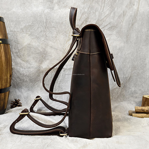 Sac à dos en cuir véritable, style vintage, souple, sangle réglable, fermeture à glissière, unisexe, multifonctionnel, 36-56 litres - Product Image 4