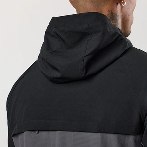 Wholesale Men's Fashion <b>Black</b> Gray Color Block Zip Jacket Sporty Waterproof Breathable Winter <b>Windbreaker</b> Knitted Lightweight - Product Image 6