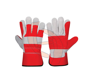 Gants de sécurité en cuir rouge et gris avec paume renforcée pour usage industriel, gants de travail d'hiver pour l'extérieur, longueur au poignet - Product Image 1