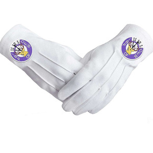Guantes de algodón blancos con parche de logotipo morado, transpirables, hasta la muñeca, para uso diario, estilo primavera-verano - Product Image 1