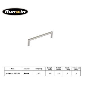 Modern Slim Square Brushed Nickel Zinc Alloy 160mm Kitchen Cabinet <strong>Door</strong> High Quality Durable Eco-Friendly Cabinet Handle Pull - Product Image 1