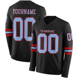 Camiseta de Fútbol de Manga Larga para Hombre, Personalizable con Nombre de Equipo, Logotipo y Posiciones (Manga Izquierda/Frente/Manga Derecha), Tejido de Malla Transpirable - Product Image 1