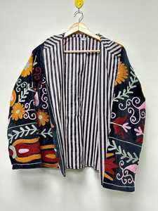 <b>Women's</b> <b>Velvet</b> <b>Jacket</b> Turn Down Collar Floral Embroidered Prairie Chic Autumn Coat <b>Women</b> Long Sleeve <b>Jacket</b> Prairie Style - Product Image 2