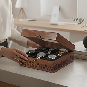 Wooden Watch Box for Men and Women-6-Slot Timepiece Storage & Jewelry Organizer Watch <b>Display</b> <b>Case</b> - Product Image 2