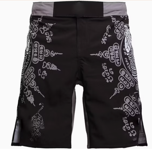 Pantalones Cortos de Entrenamiento de MMA Unisex Negros, Impresión Digital, Absorción de Humedad, Transpirables, Poliéster/Algodón, Corte Regular - Product Image 1