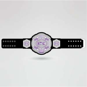 Ceinture de championnat de lutte mondiale KTW, sangle noire, plaque centrale en métal violet et doré, personnalisable, Huzaim Elite - Product Image 1