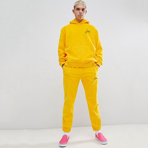 Mens Winter Yellow <b>Hoodie</b> Jogger Sweatpants Tracksuit Set Casual Streetwear Skinny Fit Two Piece Outfit Athletic Sportswear - Product Image 1