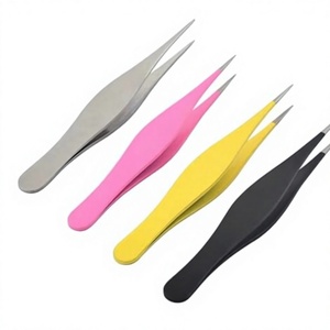 Ensemble de 4 pinces à épiler manuelles pointues en acier inoxydable, argent, rose, jaune, noir, 6 pouces, pour une utilisation de précision - Product Image 6