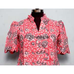 Robe décontractée confortable en tissu 100% coton pour filles, femmes, dames, col en V, manches courtes, coupe évasée, pour la plage, les fêtes, design tendance - Product Image 2