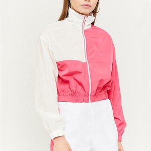 Veste sportive pour femme à blocs de couleur, manches longues, col montant, fermeture éclair, respirante, en polyester, style printemps-été - Product Image 1
