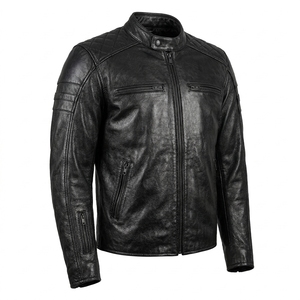 Men's Black <b>Safari</b> <b>Jacket</b> Crew Neck Zipper Closure Slim Fit Regular Length Autumn Style Waterproof Front Logo - Product Image 3
