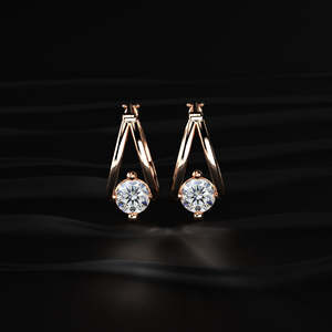Round Cut Moissanite Hoop Drop <b>Earrings</b> 1.20 TCW Colorless VVS 14K Gold 0.60 Carat Solitaire Dangle Hinged Snap <b>Back</b> Jewelry Gif - Product Image 3