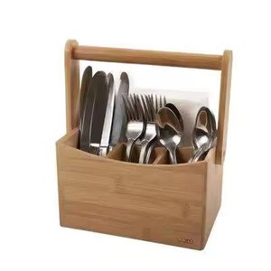 Caddie en bois artisanal avec poignée, design personnalisé pour la cuisine, l'hôtel, le rangement des couverts, organisateur de rangement - Product Image 1