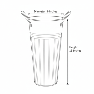 Cubo de metal galvanizado de 15 pulgadas para flores - Cubos de flores estilo rústico para floristería con asas, florero metálico para el hogar y el jardín - Product Image 6