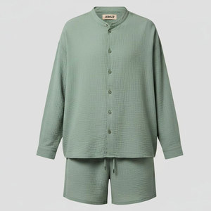 Men's Relaxed Fit Summer <b>Linen</b> <b>Set</b> Crinkle Button Down Shirt and Comfortable Shorts Matching 2 Piece Outfit for Resort Beach - Product Image 4