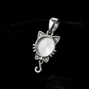 925 Sterling Silver 12mm Cat Face <b>Blank</b> Bezel Pendant Resin Ashes & Breastmilk Keepsake Pendant Setting Memorial <b>Pet</b> Cat - Product Image 6