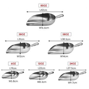 Multi-Size 6/12/24/38/58/85oz Aluminum Alloy Ice Scoop Food Popcorn Candy Grain Flour Beans Shovel for Bar Kitchen Supermarket - Product Image 2