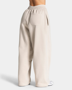 Pantalon de jogging molletonné pour femme, taille mi-haute, avec passepoil contrastant, respirant, écologique, coupe ample, décontracté, 100% coton - Product Image 5