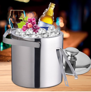 Polished Elegant <b>Tin</b> Plate Tabletop Chiller <b>Bucket</b> with Serving Tongs 5L Capacity Portable Design Wholesale Prices - Product Image 1