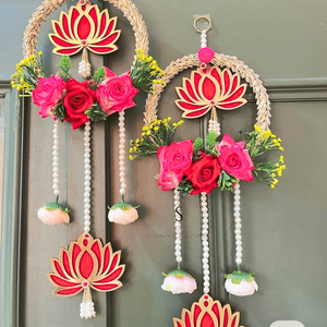 งานฝีมือประดับผนังรูปดอกบัวสวยงาม พร้อมงานปักลูกปัดและดอกไม้แขวน สำหรับตกแต่งบ้านและงานแต่งงาน - Product Image 5