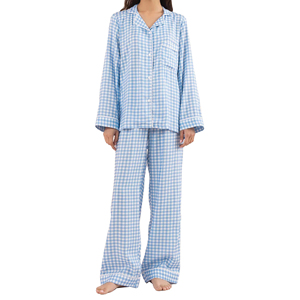 Pijamas Elegantes de Algodón Vintage para Mujer, Cuello en V, Cintura Elástica con Botones, Manga Larga, Transpirables, para Verano e Invierno - Product Image 1