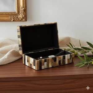 Handmade Natural Buffalo Horn Inlay Jewelry Box – Elegant Decorative Natural Horn Organizer for Jewelry & <b>Watches</b> - Product Image 2