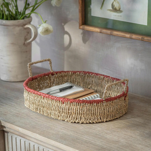 Bohemian <b>Small</b> Wicker Paper <b>Basket</b> With Handles Handwoven Paper Storage <b>Basket</b> Organizer Mini <b>Basket</b> Home Decor Gift <b>Basket</b> - Product Image 5