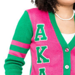 Cárdigan de Punto Tricolor para Mujer, Rosa, Verde y Blanco, Manga Larga, Frente Abierto, Suéter Informal, Estilo Color Block, Personalizable - Product Image 4
