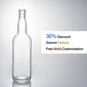 Vente en gros de bouteilles de liqueur en verre rondes vides de 750 ml, super claires, avec bouchon à vis, pour vodka, whisky, gin, rhum, spiritueux, emballage - Product Image 1