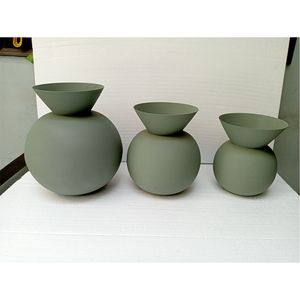 Modern Matte Mustard Yellow Metal <b>Vase</b> <b>Set</b> Nordic Iron Flower Pot Luxury Tabletop Decorative <b>Vases</b> for Home Wedding Decor <b>Vases</b> - Product Image 5
