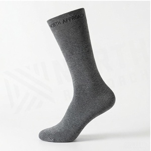 North Approach Knee High <b>Socks</b> Solid Gray Cotton Breathable Casual Adult Autumn - Product Image 3
