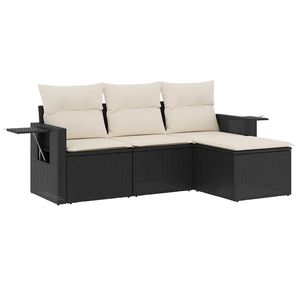 Juego de Sofás de Jardín de 4 Piezas, Ratán PE Negro con Acero con Recubrimiento en Polvo, Muebles de Jardín Duraderos y Elegantes - Product Image 2