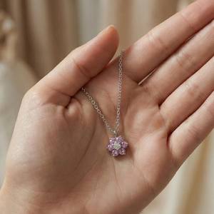 Collier délicat en améthyste, pendentif fleur miniature en améthyste violette, argent sterling 925 plaqué or 14 carats, cadeau - Product Image 4