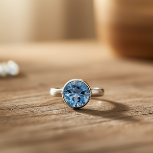 Blue <b>Quartz</b> Moissanite <b>Ring</b> (3.1 Grams) - Product Image 3