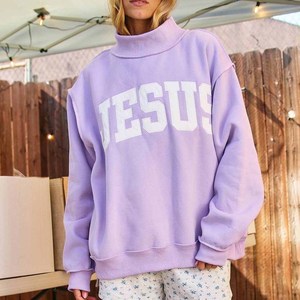 Alabama Custom Oversized <b>Mock</b> <b>Neck</b> Crew <b>Neck</b> Sweatshirt Cotton Fleece Tackle Twill Chenille Letter College Wear - Product Image 5